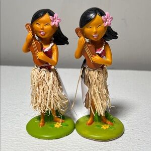 Luau Hula Girl Figurines with Ukuleles